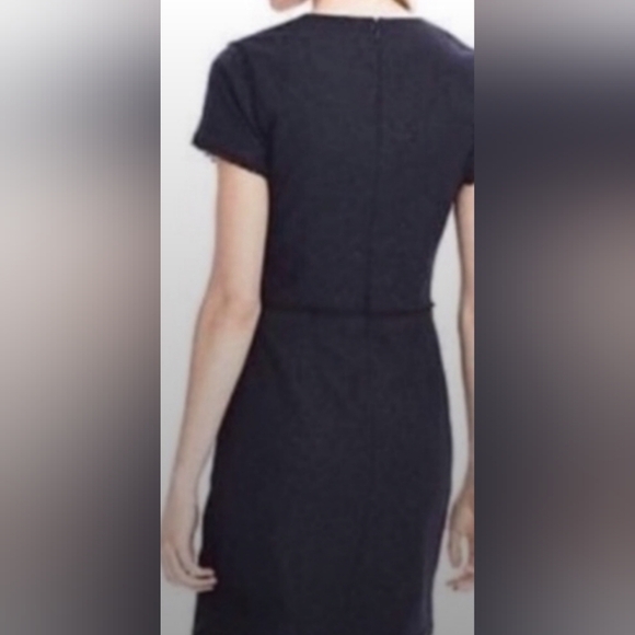 BANANA REPUBLIC Navy Blue Speckle Tweed Flannel Wool Fringe Sheath Dress(#1,092) - Picture 9 of 10